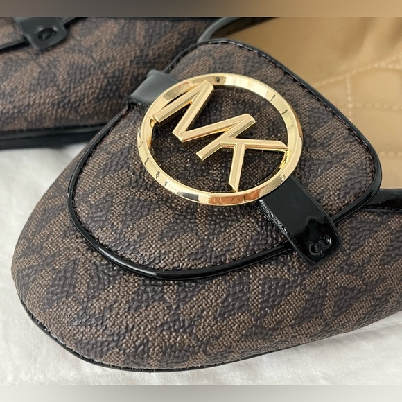 Michael Kors Brown and Black Loafers with Gold Logo - Picture 1 of 11